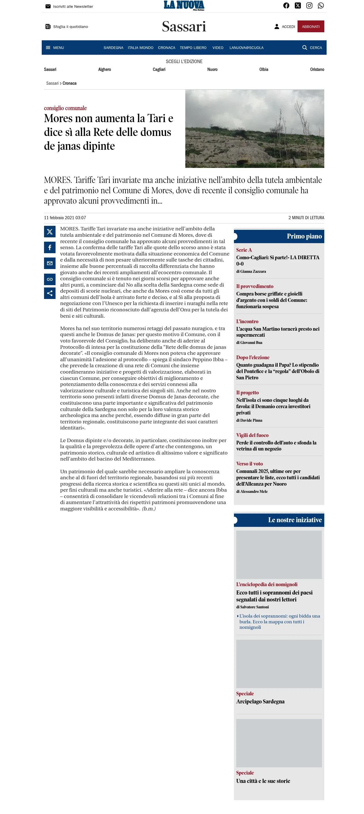 Mores si unisce alla Rete delle domus de janas dipinte