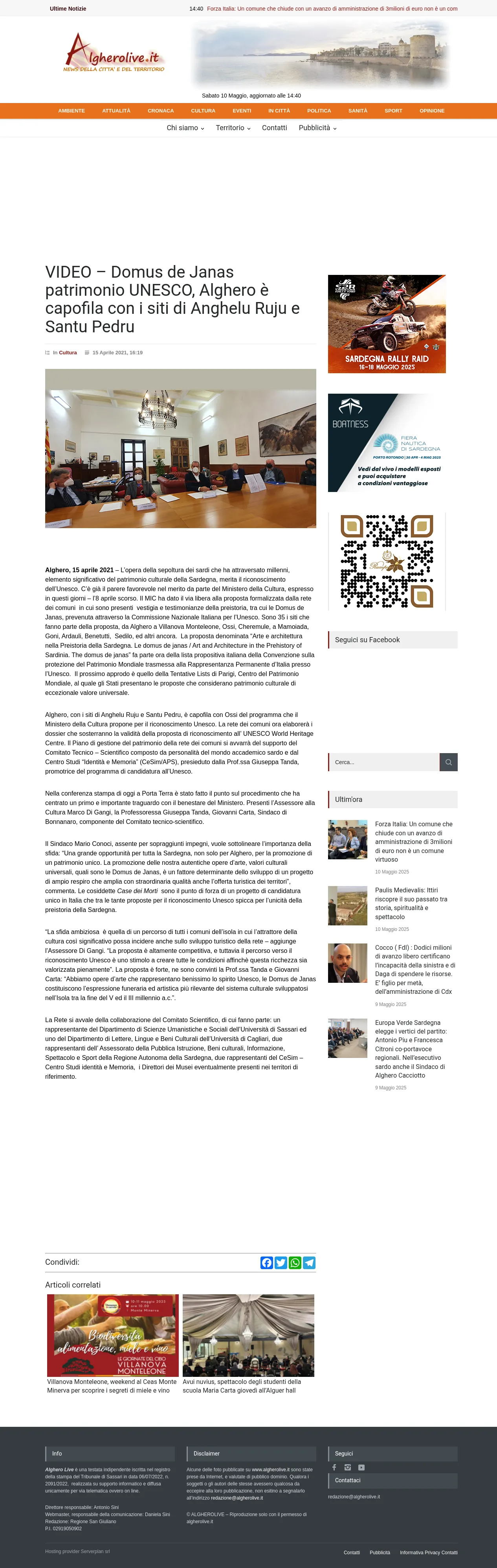 Algherolive presenta la candidatura delle Domus de Janas a patrimonio UNESCO