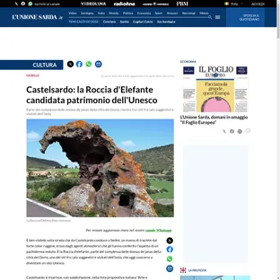 L'Unione Sarda parla della candidatura della Roccia d'Elefante a patrimonio UNESCO