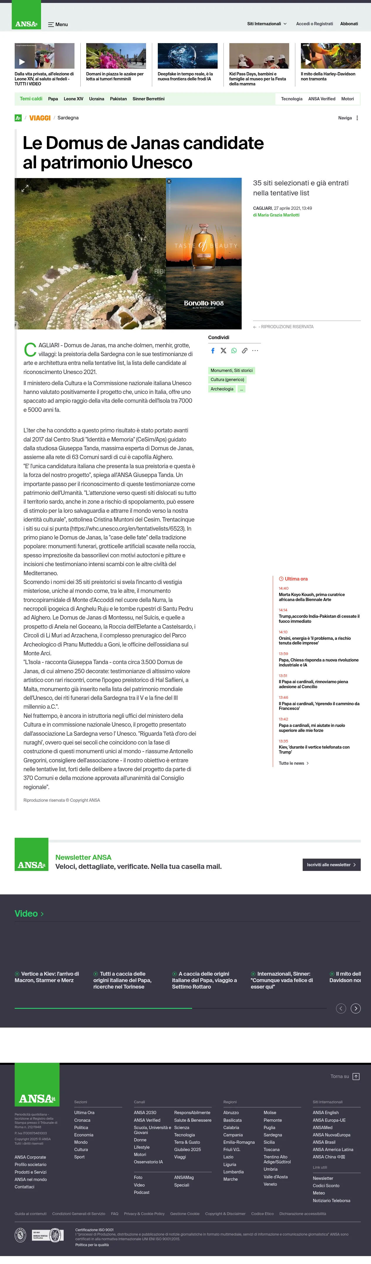 Le Domus de Janas candidate al patrimonio Unesco - Sardegna su ANSA.it