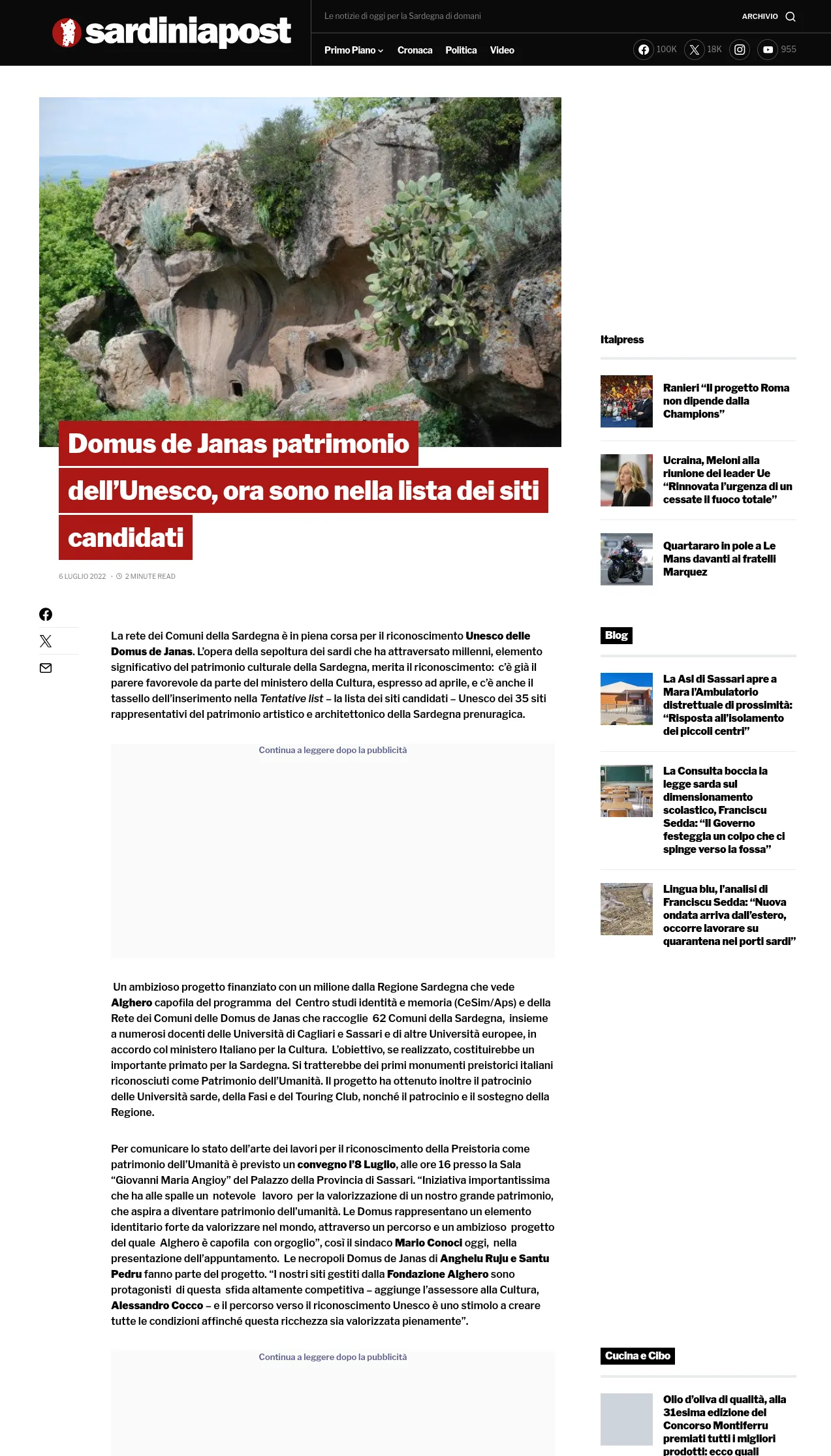 Le Domus de Janas verso il riconoscimento UNESCO