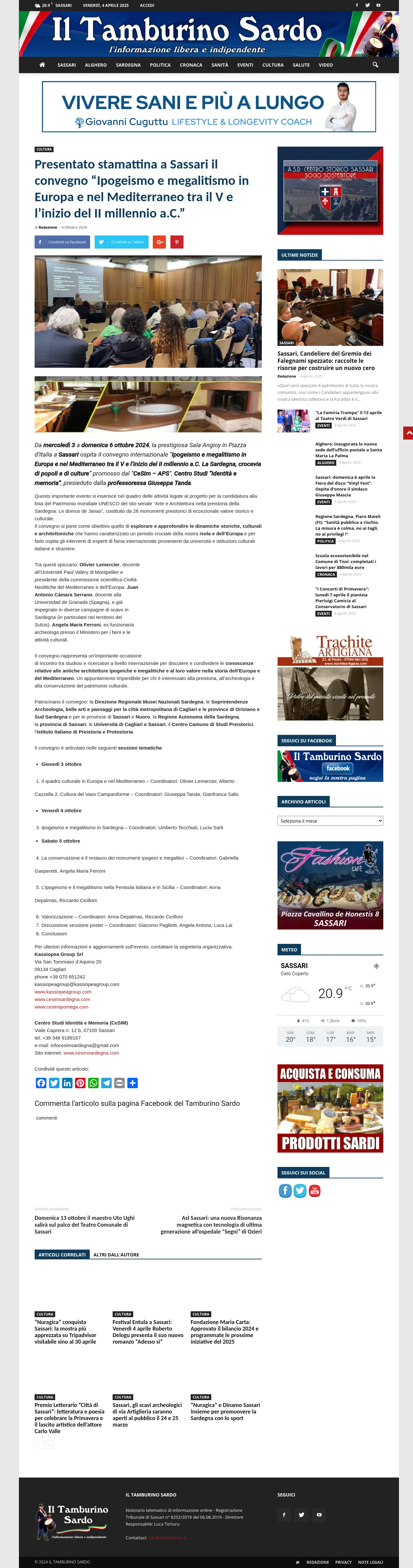 Scopri il passato: Convegno su Ipogeismo e Megalitismo a Sassari