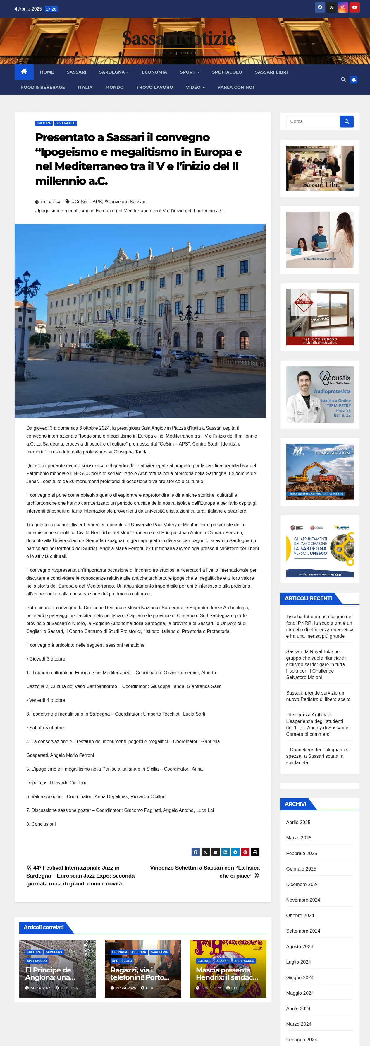 Sassari al Centro del Debatto Preistorico: Ipogeismo e Megalitismo