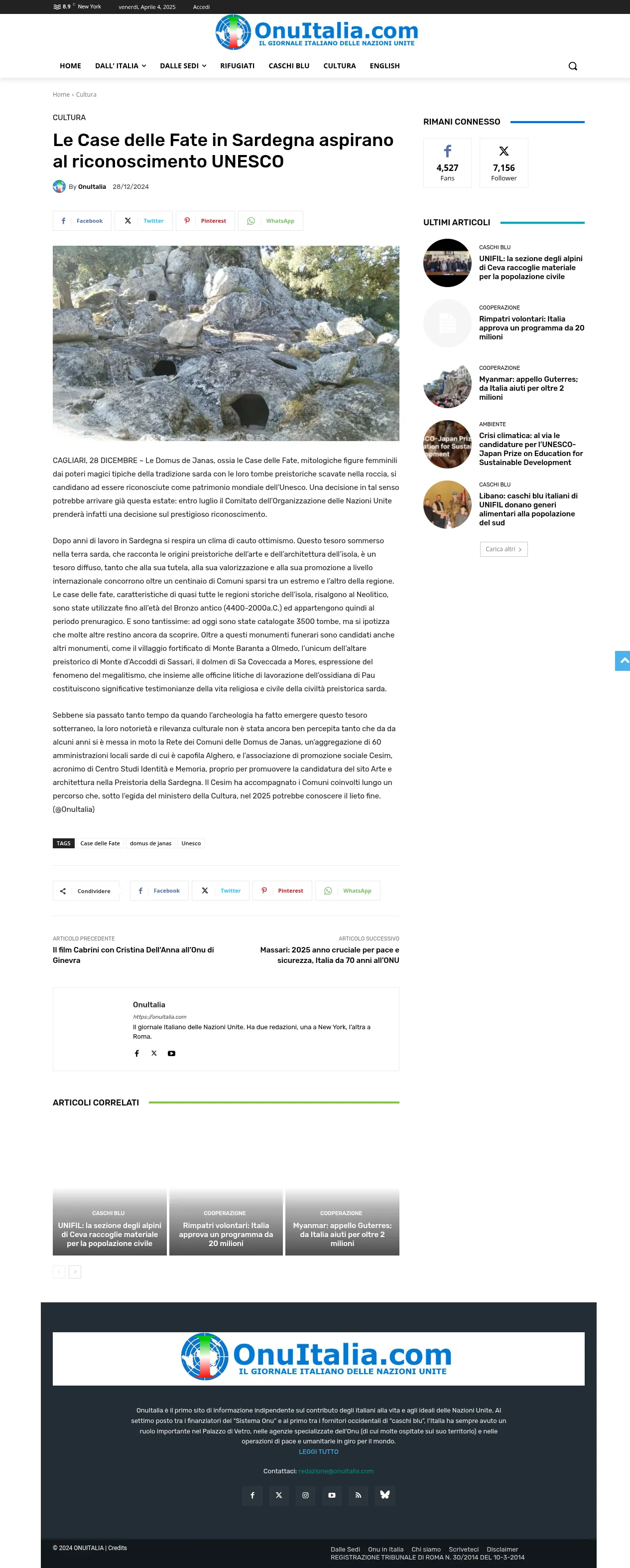 Domus de Janas: verso il prestigioso riconoscimento UNESCO