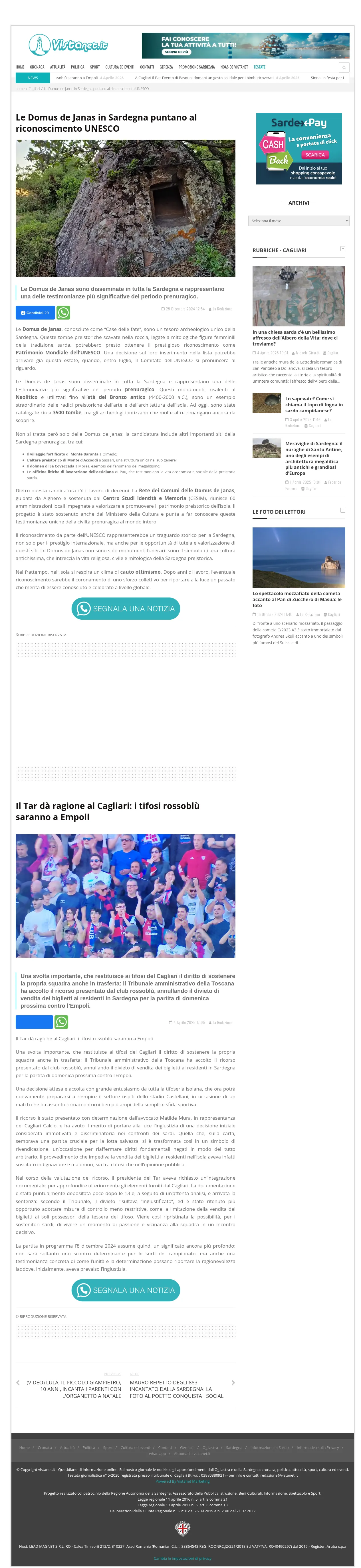 Verso l'UNESCO: la Sardegna e le sue Domus de Janas