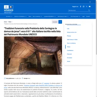 Le Domus de Janas della Sardegna entrano nel Patrimonio Mondiale UNESCO